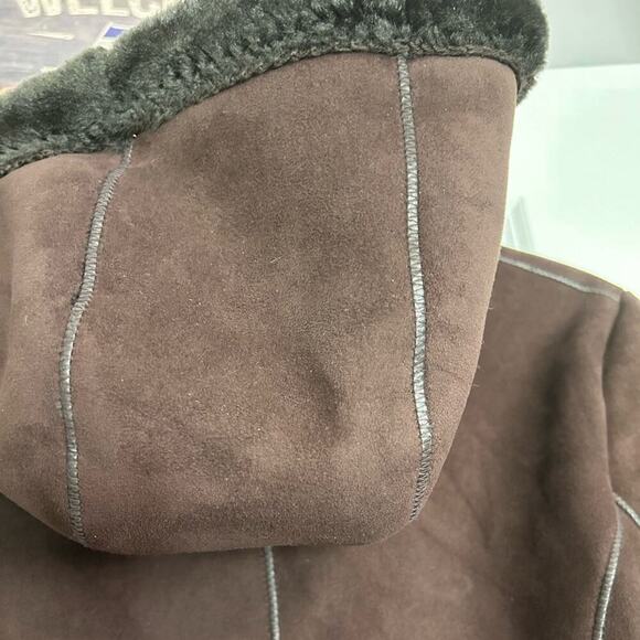 Vintage Marvin Richards Brown Faux Fur Lined Faux Sude Warm Winter coat Jacket M - Picture 8 of 15